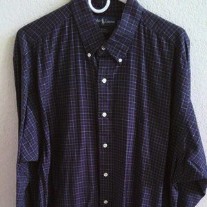 Polo Ralph Lauren, Navy blue, red, white plaid, long sleeve button down